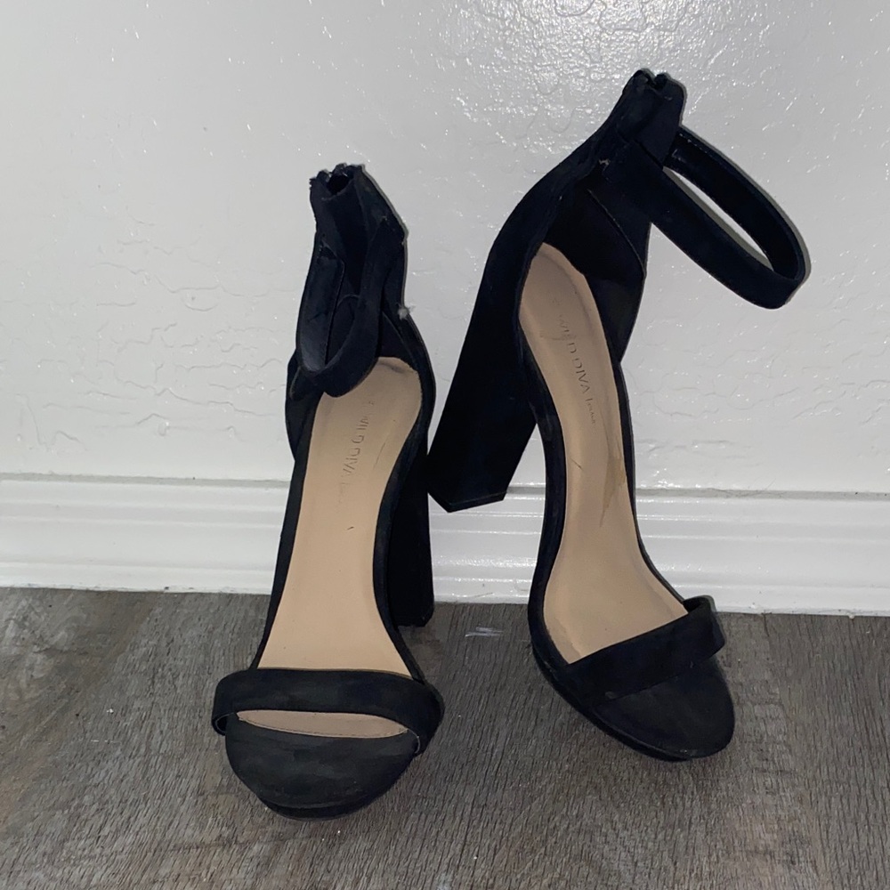 Wild Diva Black Ankle Strap Heels
